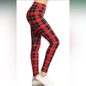 High Waisted Plaid Leggings- Perfect For The Holidays